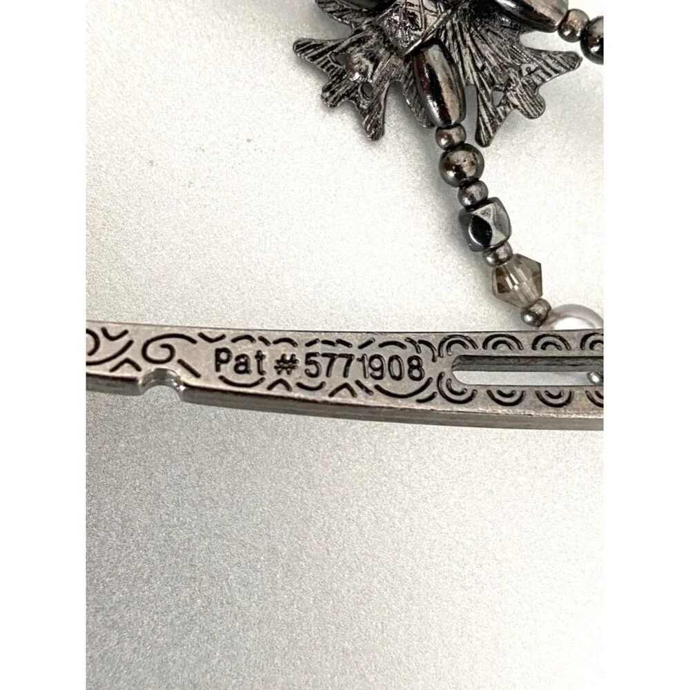 Irose Japanese Gunmetal Beaded Cross Barrette Pearl Accent Bridal Party Festival